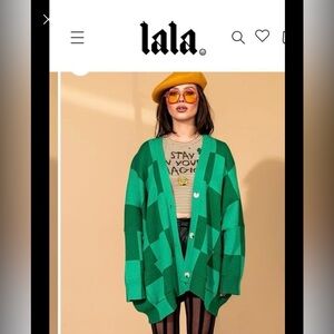 Dressed in LALA Green Cardigan